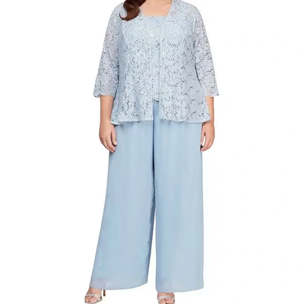 Alex Evenings Plus Size Silky Chiffon Pants - Picture 2 of 10